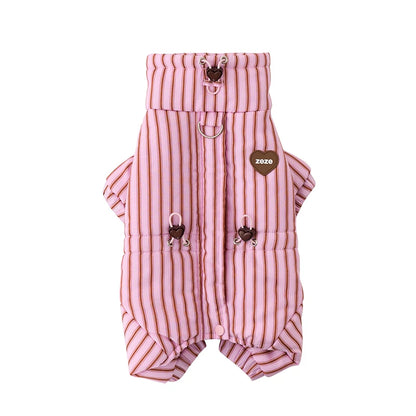 ZEZE Striped Full-Body Dog Puffer Jacket