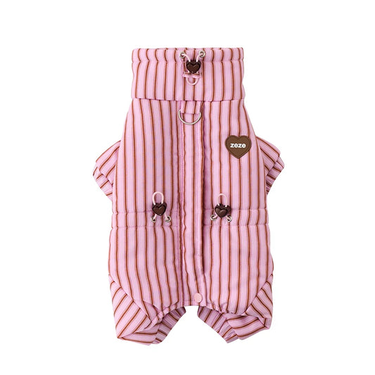 ZEZE Striped Full-Body Dog Puffer Jacket