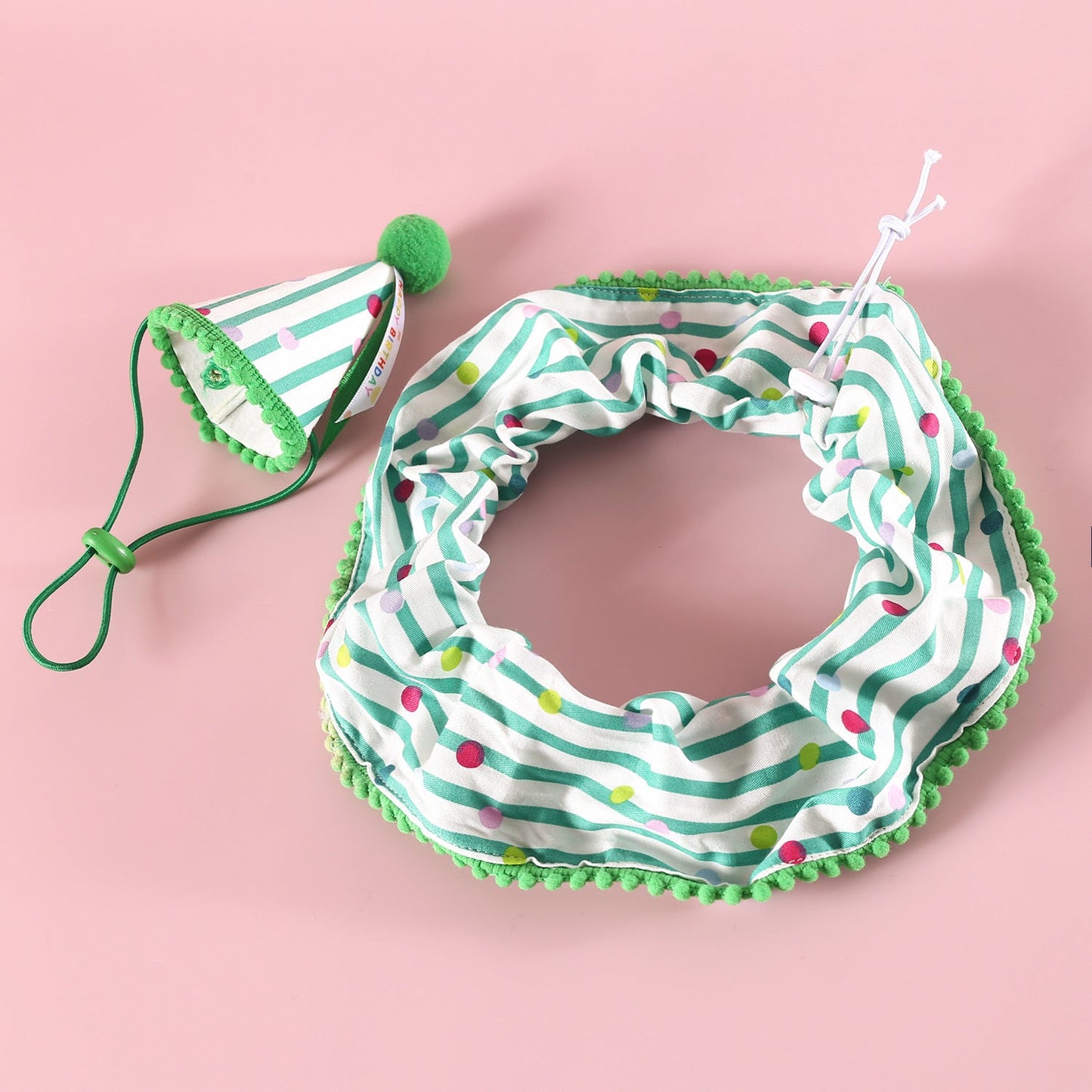 Polka Dot Pet Birthday Costume Set – Ruffle Collar & Headband