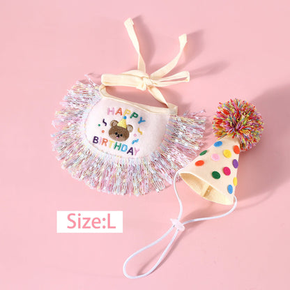 Polka Dot Pet Birthday Costume Set – Ruffle Collar & Headband