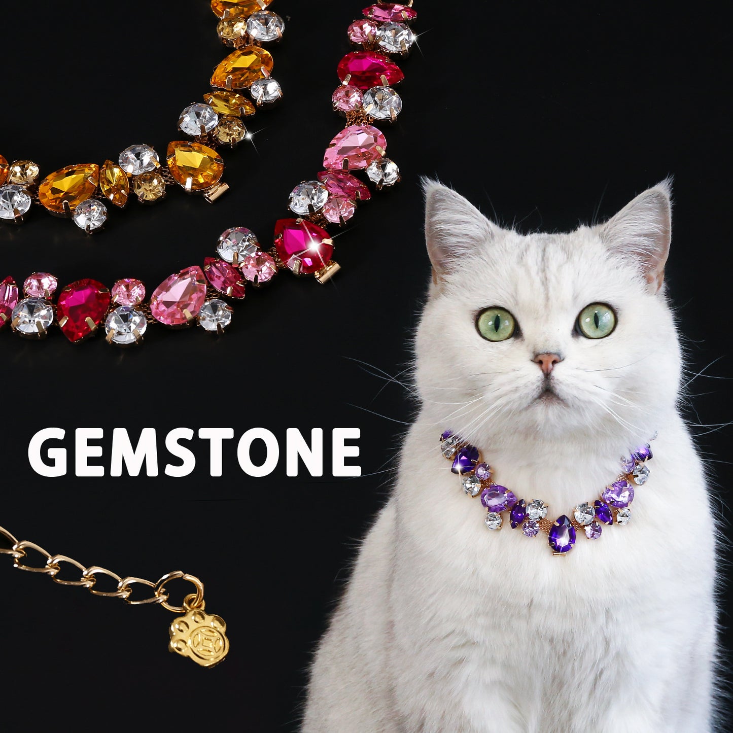Royal Crystal Teardrop Pet Necklace