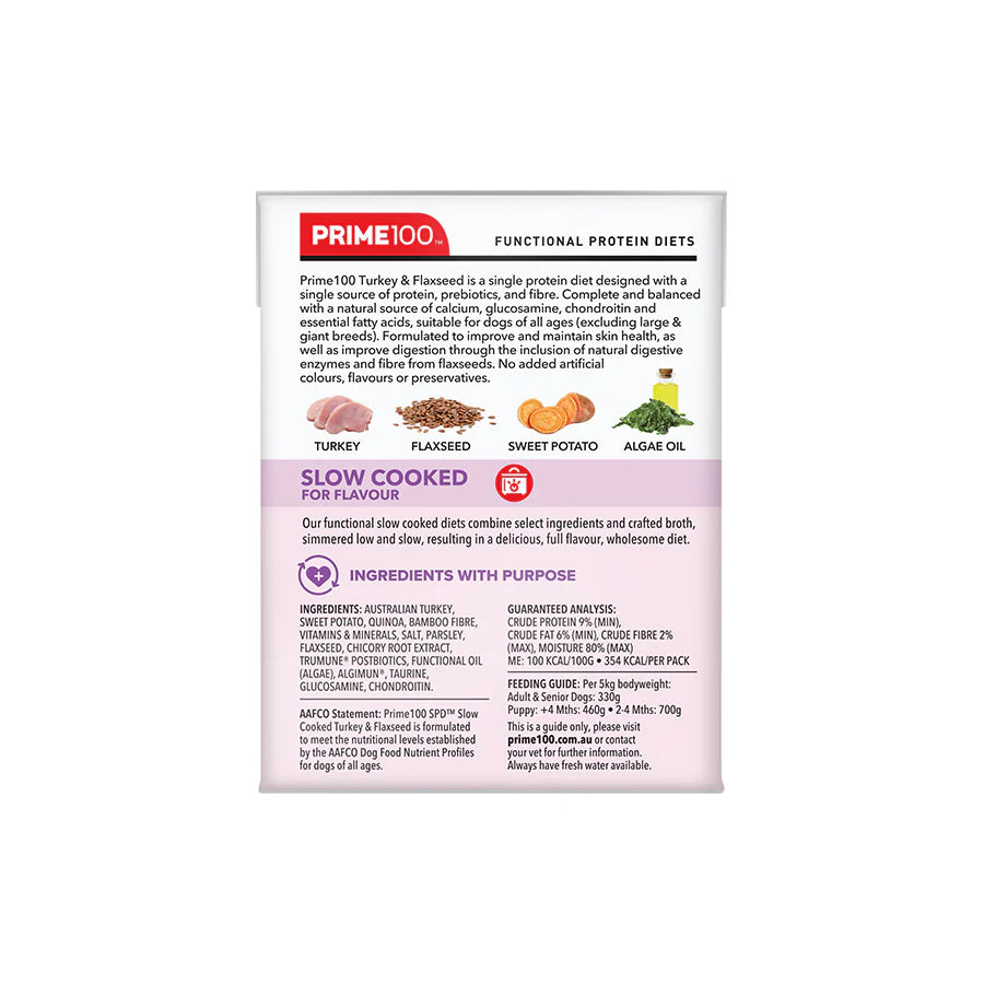 PRIME SPD SLOW COOKED TURKEY & FLAXSEED 354G
