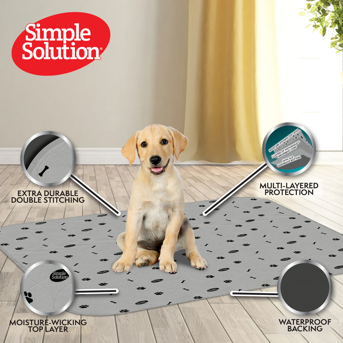 SIMPLE SOLUTION Washable Dog Pads 2 Packs
