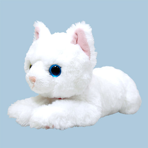 LYING CAT STUFFED TOY Odd-Eyed White Cat Small