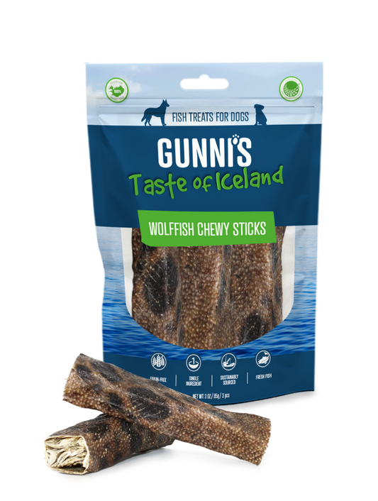 GUNNI'S Wolffish Chewy Sticks 4" Dog Treats 3Pcs