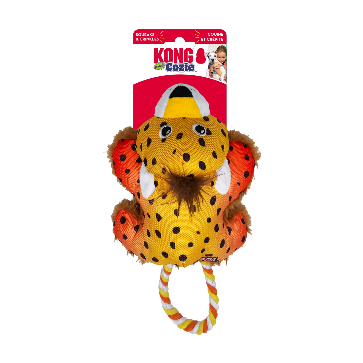 KONG COZIE TUGGZ CHEETAH Dog Toy  MED/LGE