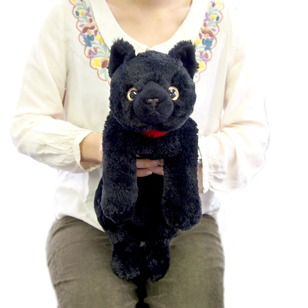 LYING CAT STUFFED TOY M BLACK CAT