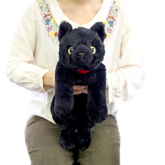 LYING CAT STUFFED TOY M BLACK CAT