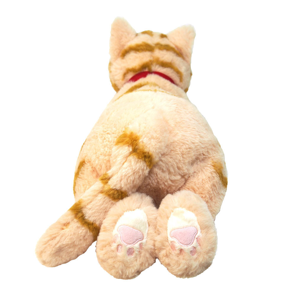 LYING CAT STUFFED TOY M BROWN TABBY