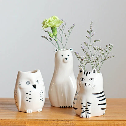 Sceneryvase Cat Motif Flower Vase