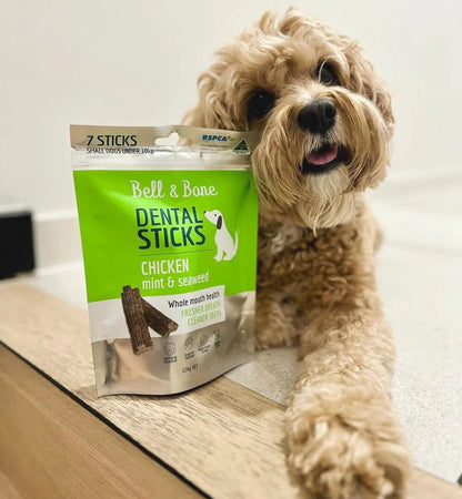 BELL & BONE DOG DENTAL STICKS CHICKEN MINT & SEAWEED MED