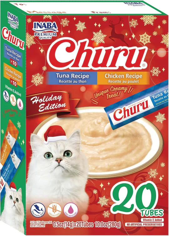 INABA CHURU HOLIDAY TUNA & CHICKEN VARIETY CAT TREATS 20P