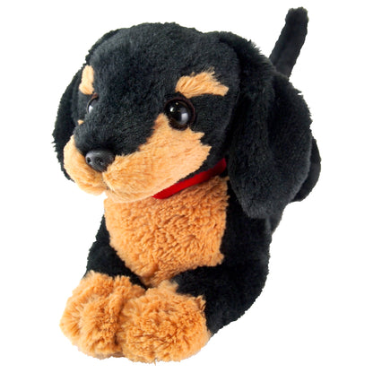 LYING DOG STUFFED TOY SMALL MINIATURE DACHSHUND BLACK