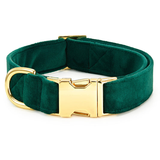 The Foggy Dog Forest Green Velvet Holiday Dog Collar