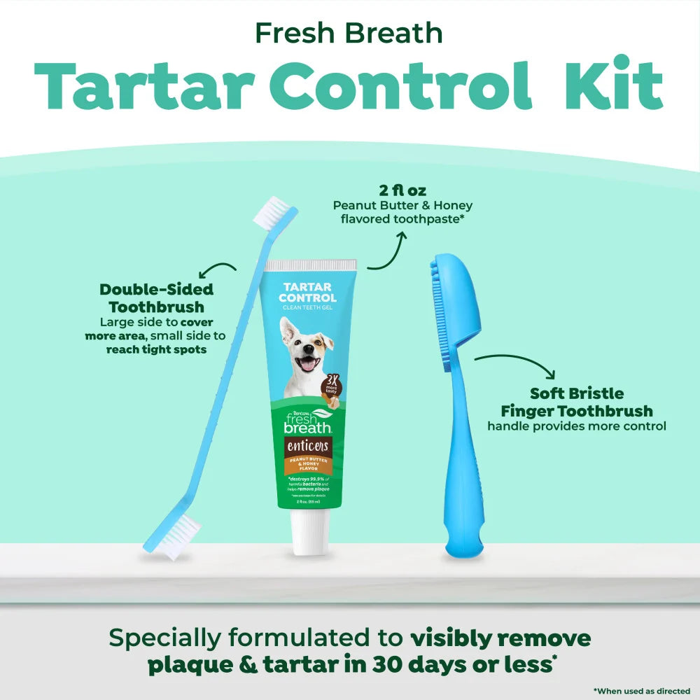 TropiClean Fresh Breath Enticers Peanut Butter & Honey Oral Care Kit