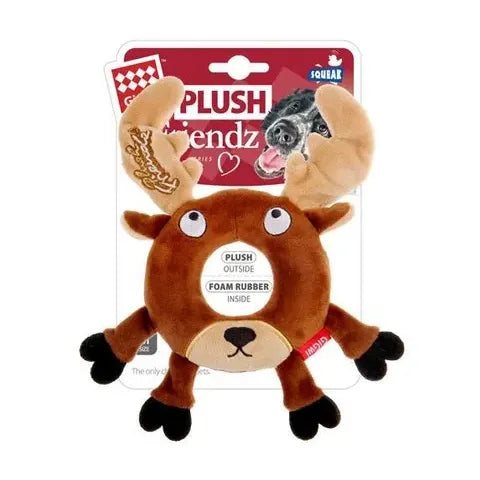 GIGWI FRIENDZ PLUSH RUBBER RING DEAR Dog Toy