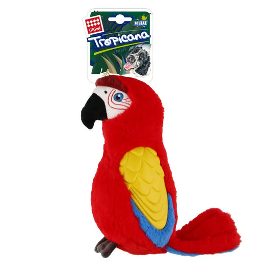 GIGwi Tropicana Parrot with TPR Red Dog Toy
