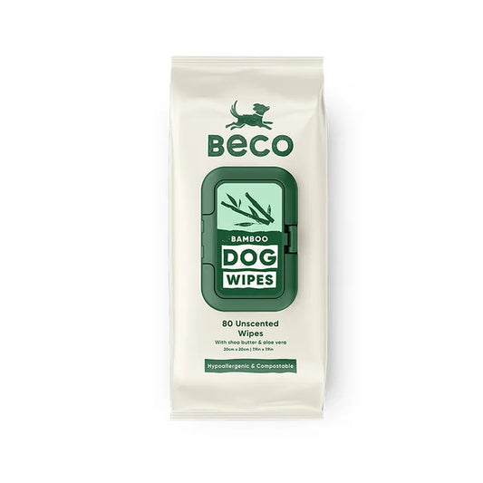 Beco Bamboo Dog Grooming Wipes Unscented 80pk
