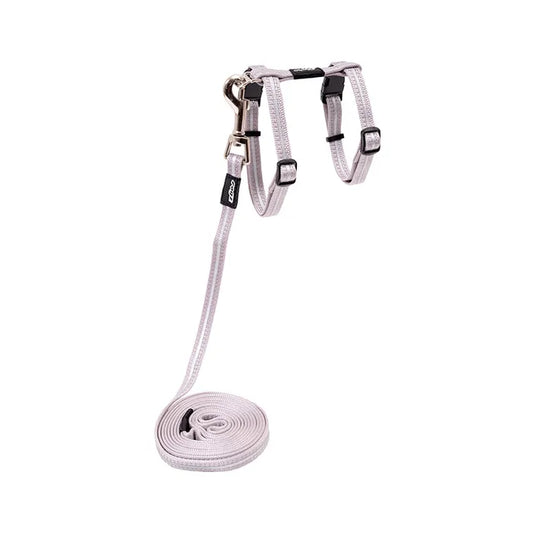 Rogz Alley Cat Classic Harness & Lead Set - Silver