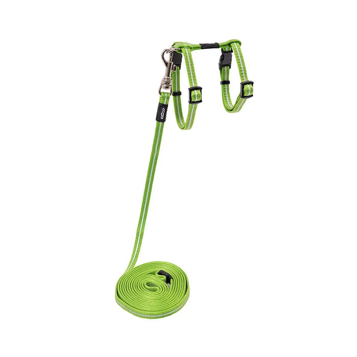 Rogz Alley Cat Classic Harness & Lead Set -Lime