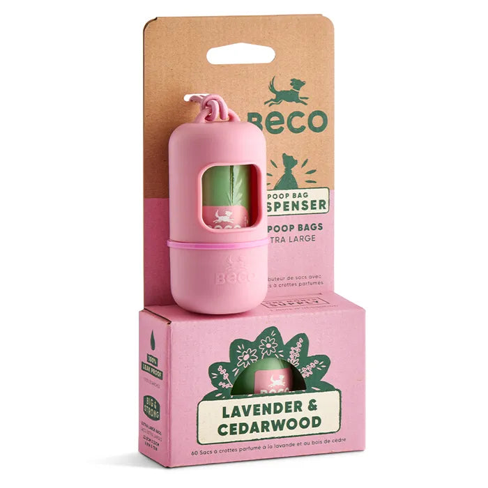 Beco Poop Bag Dispenser with 60 Scented Poop Bags - Lavender & Cedarwood