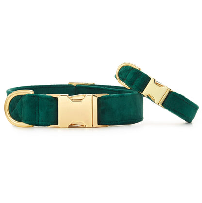 The Foggy Dog Forest Green Velvet Holiday Dog Collar