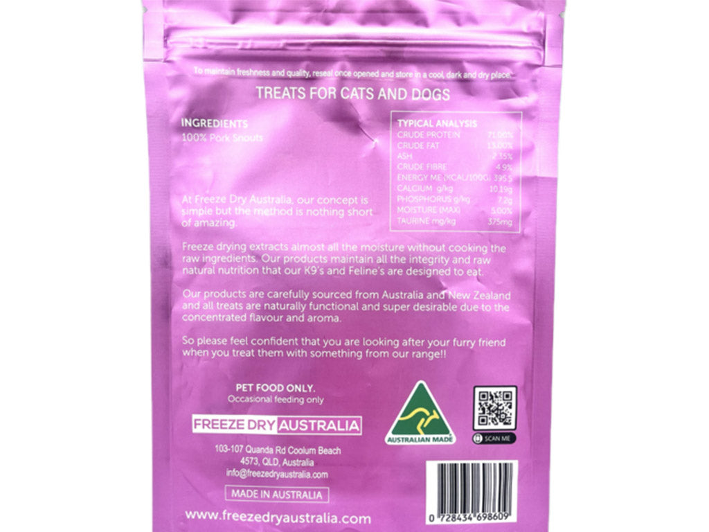 Freeze Dry Australia Freeze Dried Pig Snouts 100g