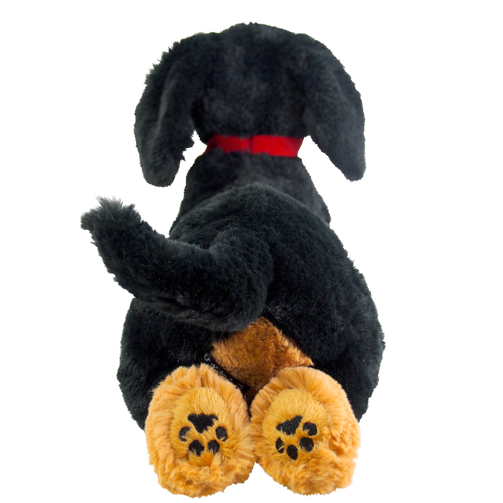 LYING DOG STUFFED TOY SMALL MINIATURE DACHSHUND BLACK