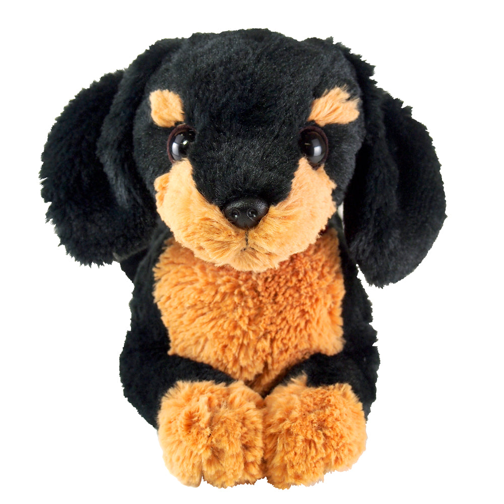 LYING DOG STUFFED TOY SMALL MINIATURE DACHSHUND BLACK