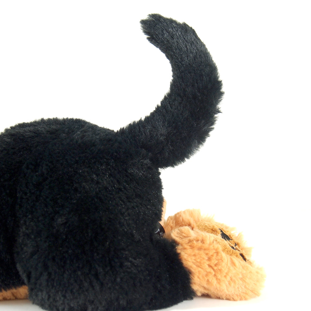 LYING DOG STUFFED TOY SMALL MINIATURE DACHSHUND BLACK