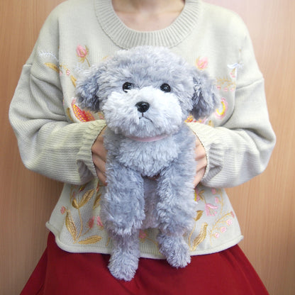 LYING DOG STUFFED TOY S TOY POODLE Grey