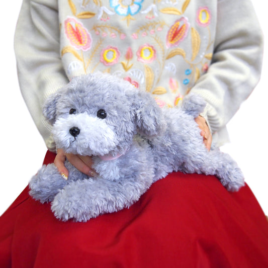 LYING DOG STUFFED TOY S TOY POODLE Grey