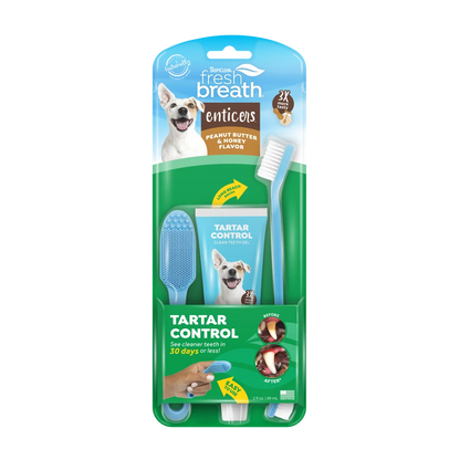 TropiClean Fresh Breath Enticers Peanut Butter & Honey Oral Care Kit