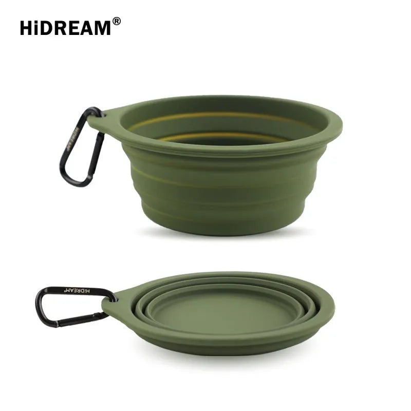 Silicone Collapsible Pet Bowl - Grey Green