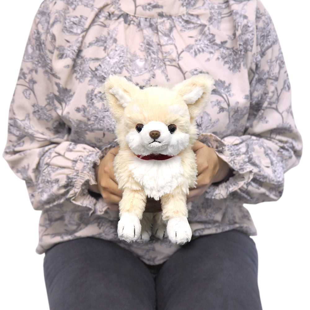 LYING DOG STUFFED TOY SMALL CHIHUAHUA CREAM