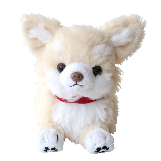 LYING DOG STUFFED TOY SMALL CHIHUAHUA CREAM