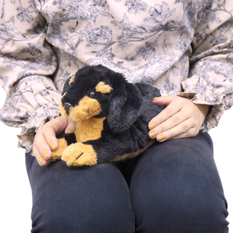 LYING DOG STUFFED TOY MINIATURE DACHSHUND BLACK Extra Small