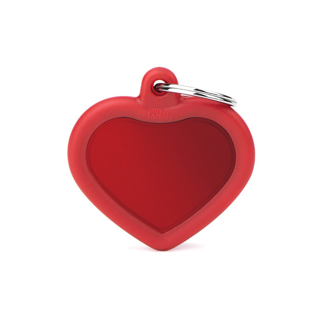 My Family Hushtag Aluminum Heart ID Tag with Rubber