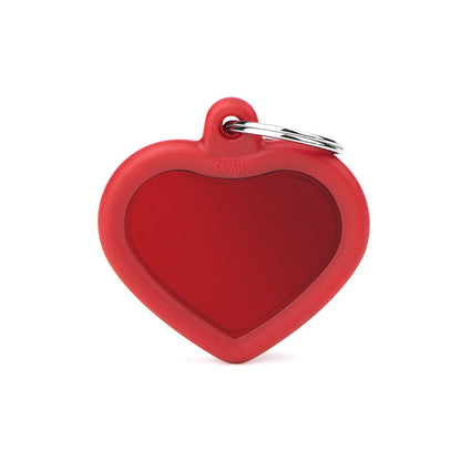 My Family Hushtag Aluminum Heart ID Tag with Rubber
