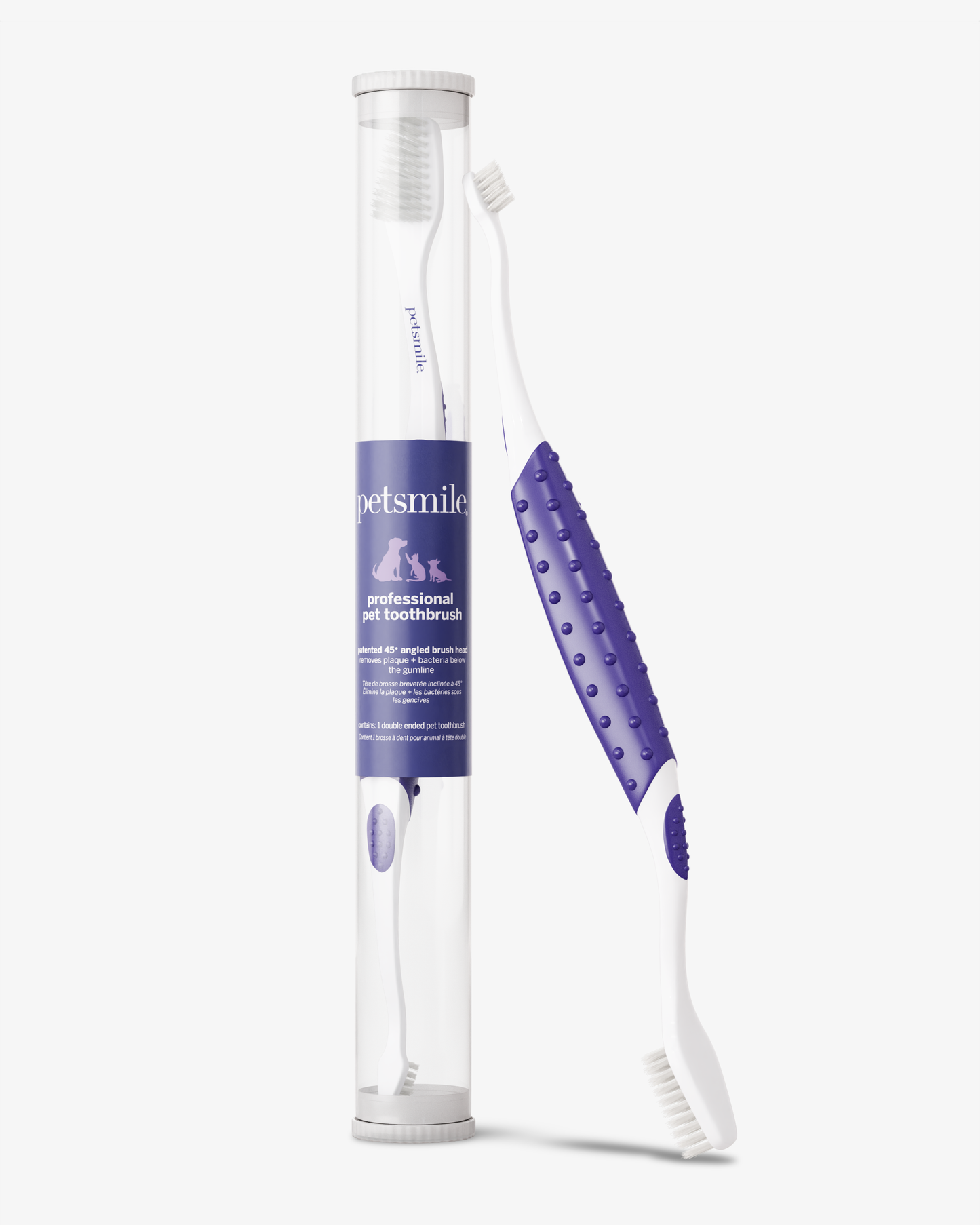 PETSMILE Professional Pet Toothbrush - Patented 45° Dual-Ended Brush Head