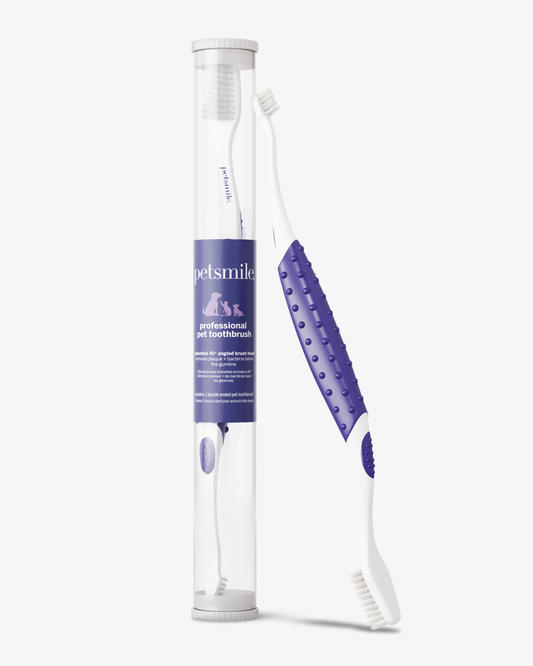 PETSMILE Professional Pet Toothbrush - Patented 45° Dual-Ended Brush Head