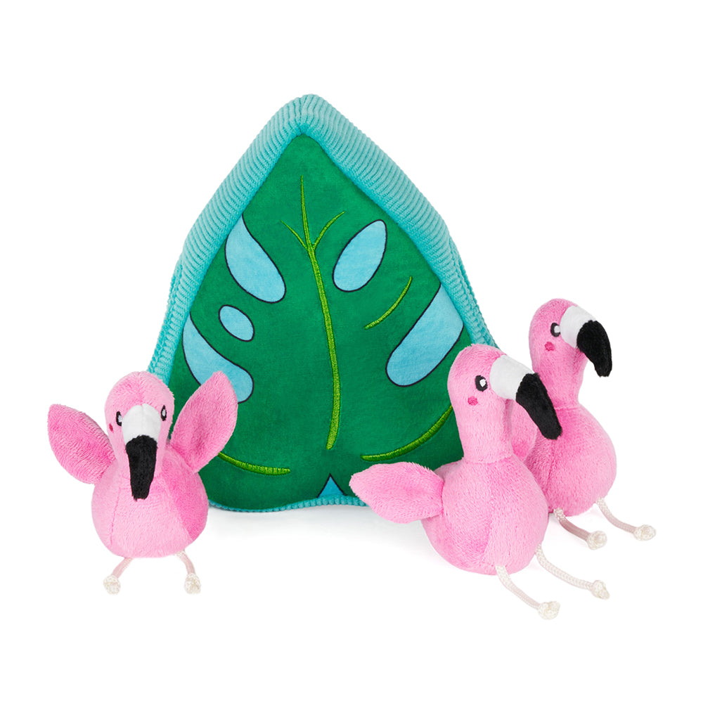 ZIPPYPAWS ZIPPY BURROW - FLAMINGOS IN MONSTERA