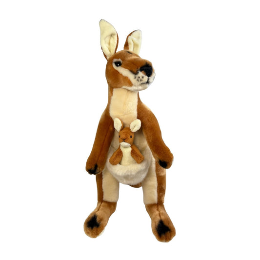 Bocchetta Plush Dodger - Kangaroo with joey - 40cm, red