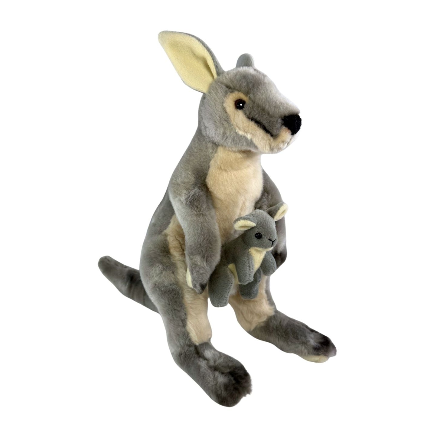 Bocchetta Plush Trudy - Kangaroo with joey - 40cm, grey