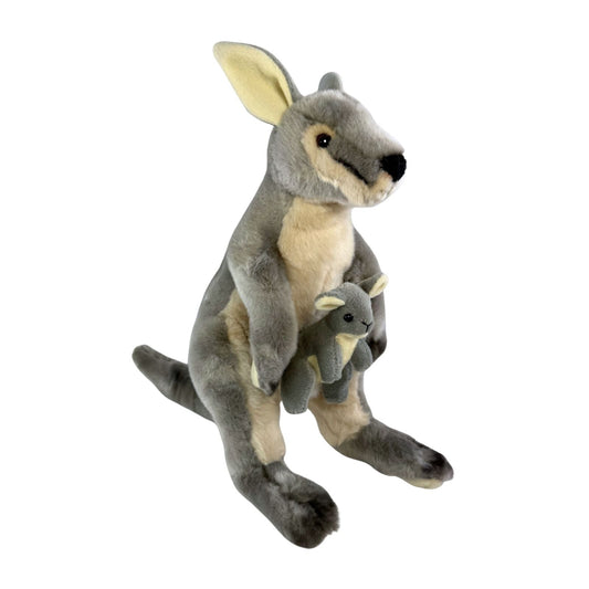 Bocchetta Plush Trudy - Kangaroo with joey - 40cm, grey