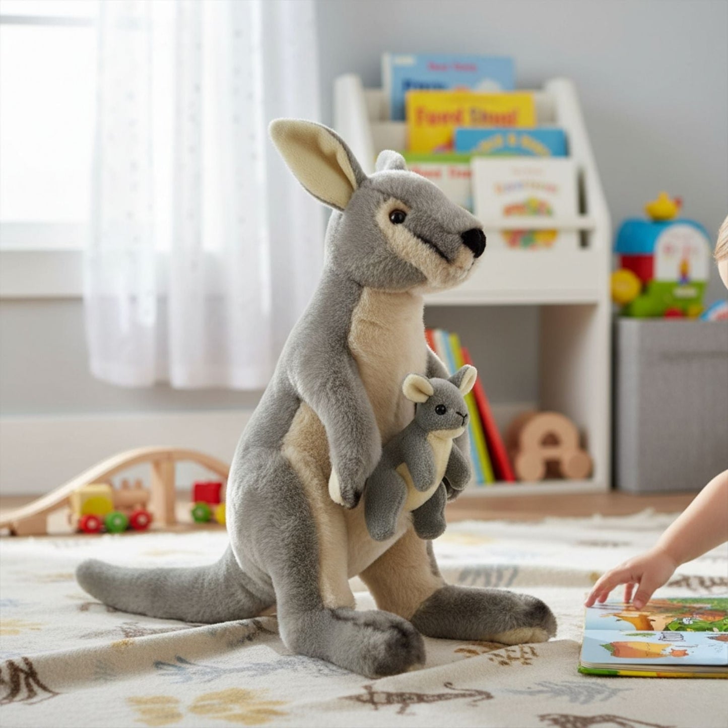 Bocchetta Plush Trudy - Kangaroo with joey - 40cm, grey