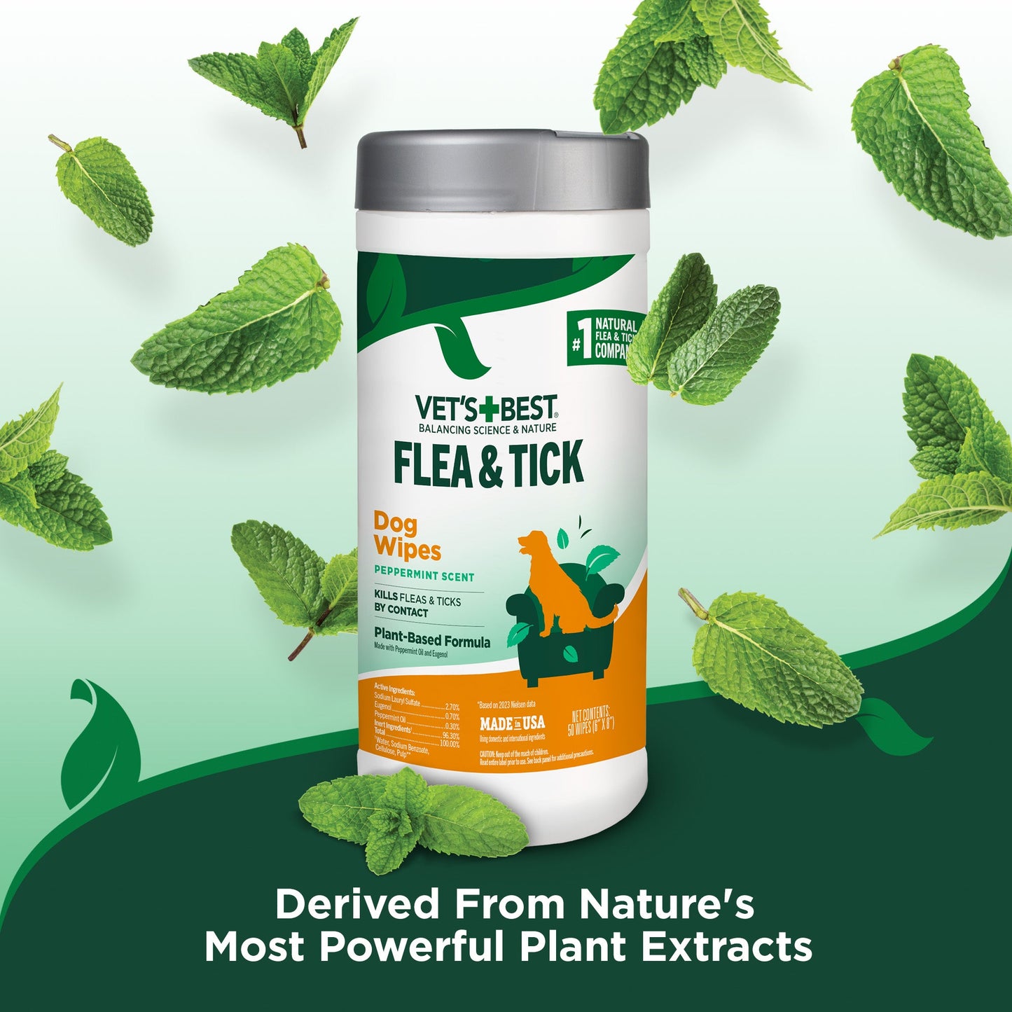 VET'S BEST Flea & Tick Wipes for Dogs