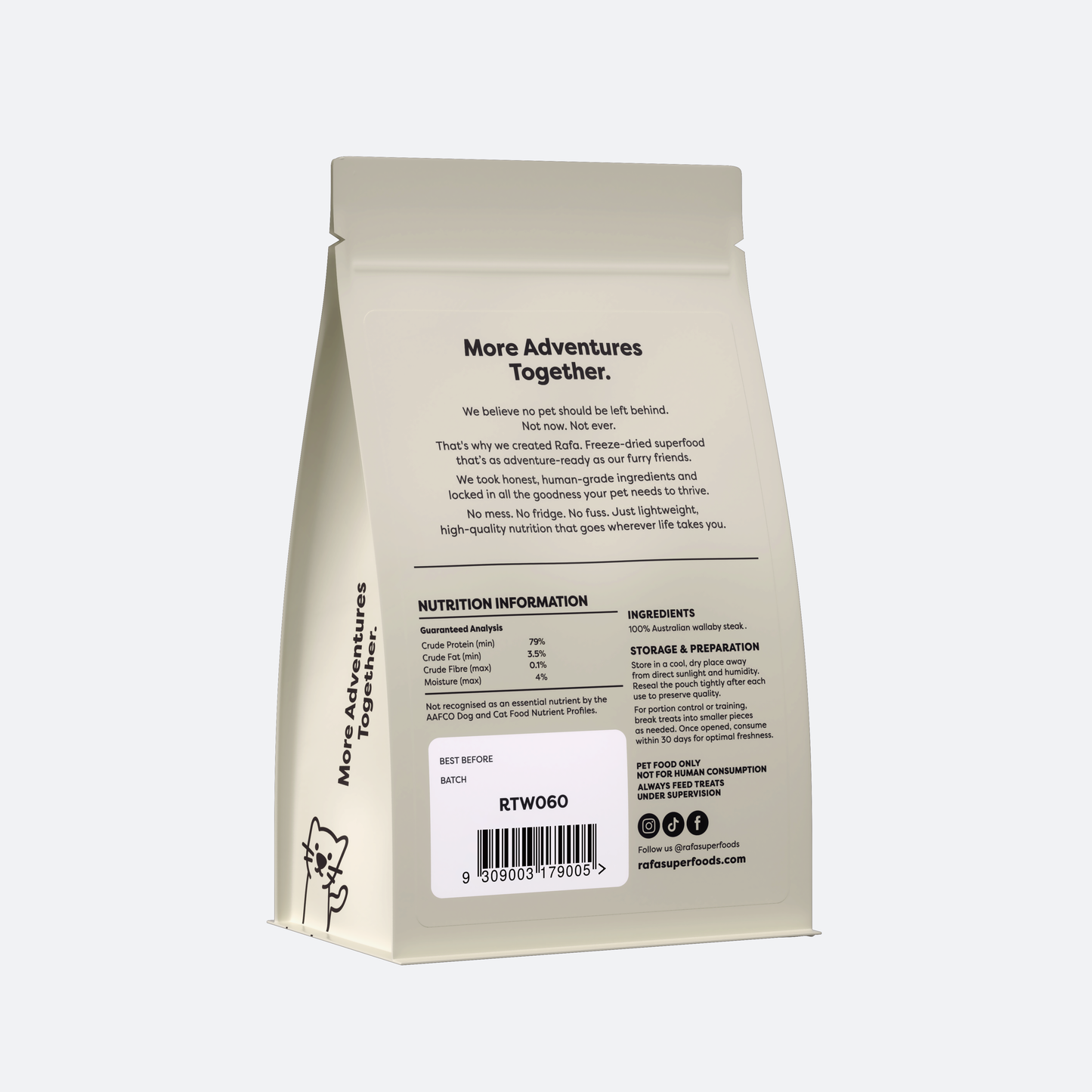 RAFA Raw Freeze-Dried Treats | Human-Grade Wallaby Steak
