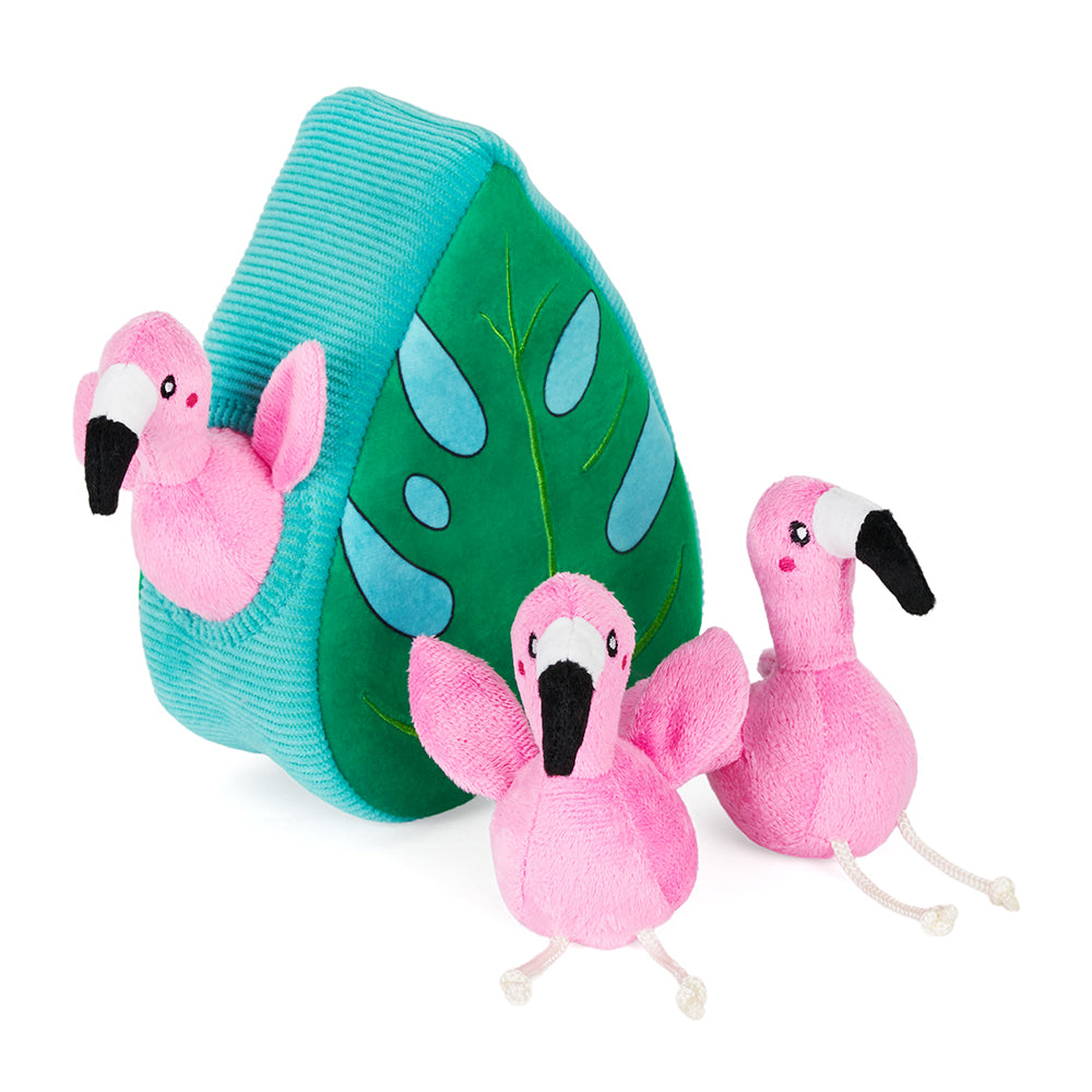 ZIPPYPAWS ZIPPY BURROW - FLAMINGOS IN MONSTERA