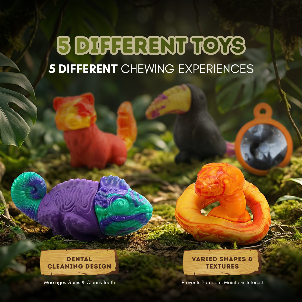 Happy Staffy Co. PowerFlex Jungle Trek Collection Dog Chew Toy